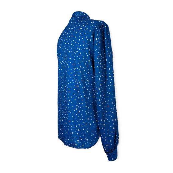 Vintage 70s Band Collar Henley Blouse - Picture 5 of 11